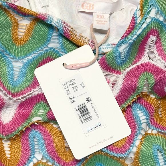 Gianni Bini GB Miss Mini Dress Crochet Spaghetti Strap Colorful Boho Party XXL - Picture 4 of 10